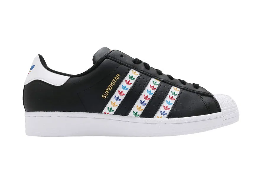 adidas Originals Superstar Black Multi-Color Trefoil Stripes