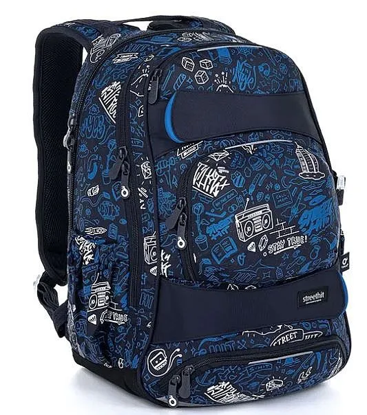 mochila Topgal YUMI 23028 - Black/Blue/Doodle Art