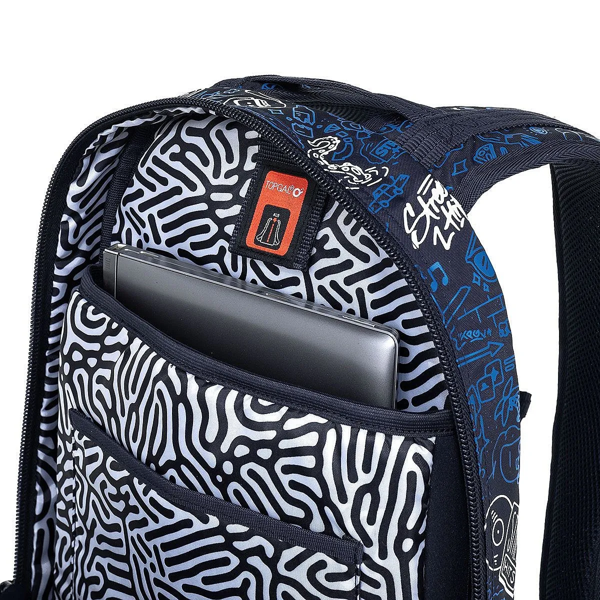 mochila Topgal YUMI 23028 - Black/Blue/Doodle Art