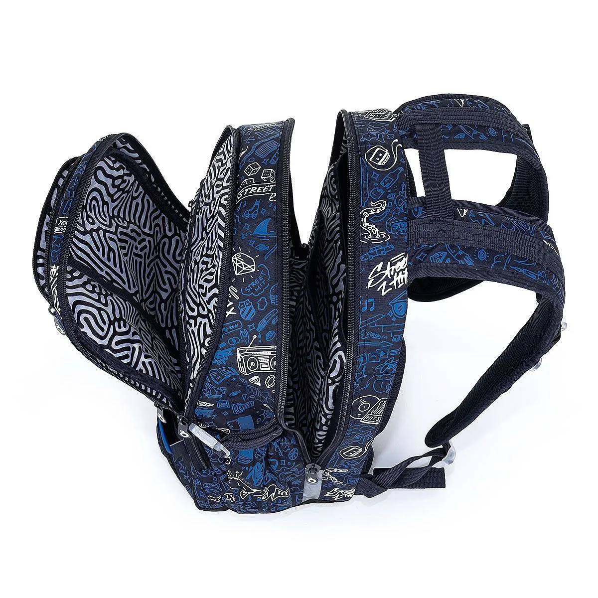 mochila Topgal YUMI 23028 - Black/Blue/Doodle Art