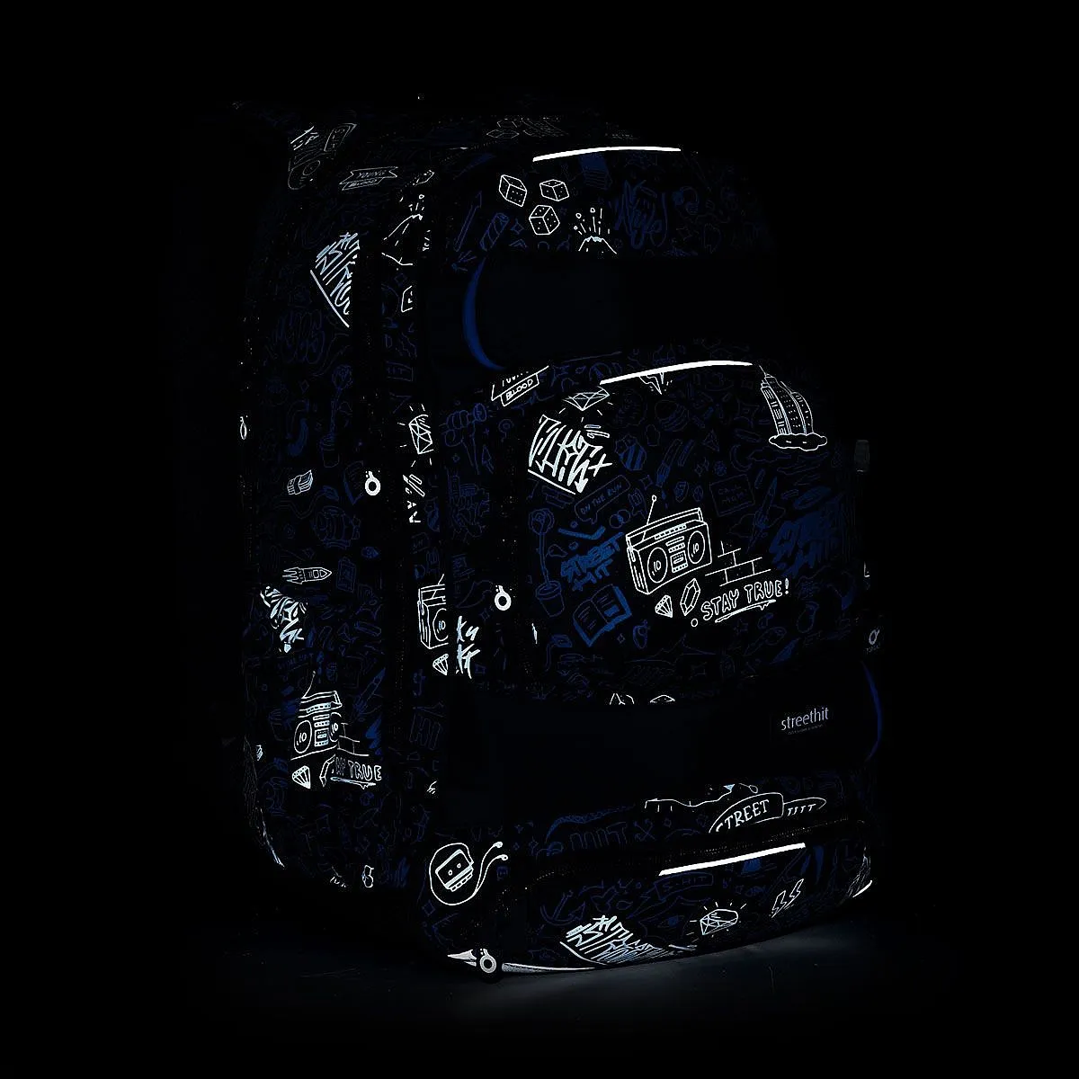 mochila Topgal YUMI 23028 - Black/Blue/Doodle Art