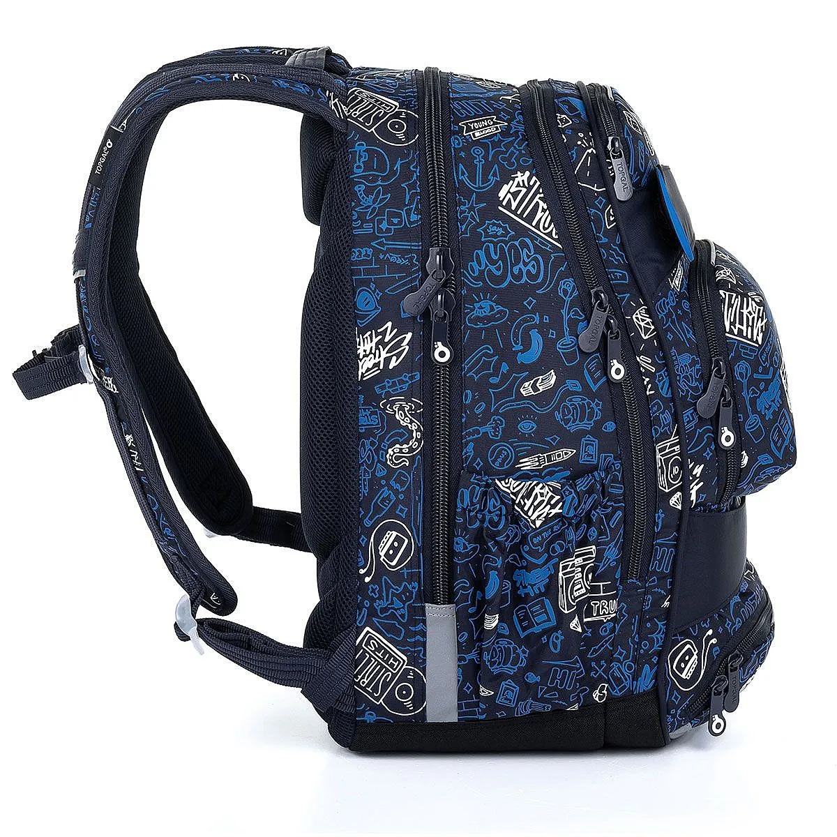 mochila Topgal YUMI 23028 - Black/Blue/Doodle Art