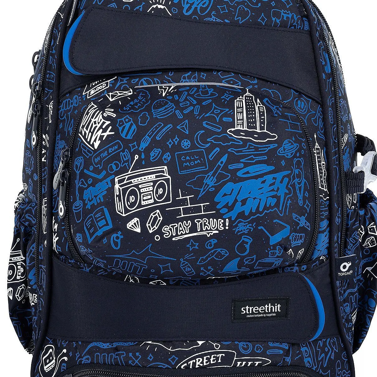 mochila Topgal YUMI 23028 - Black/Blue/Doodle Art