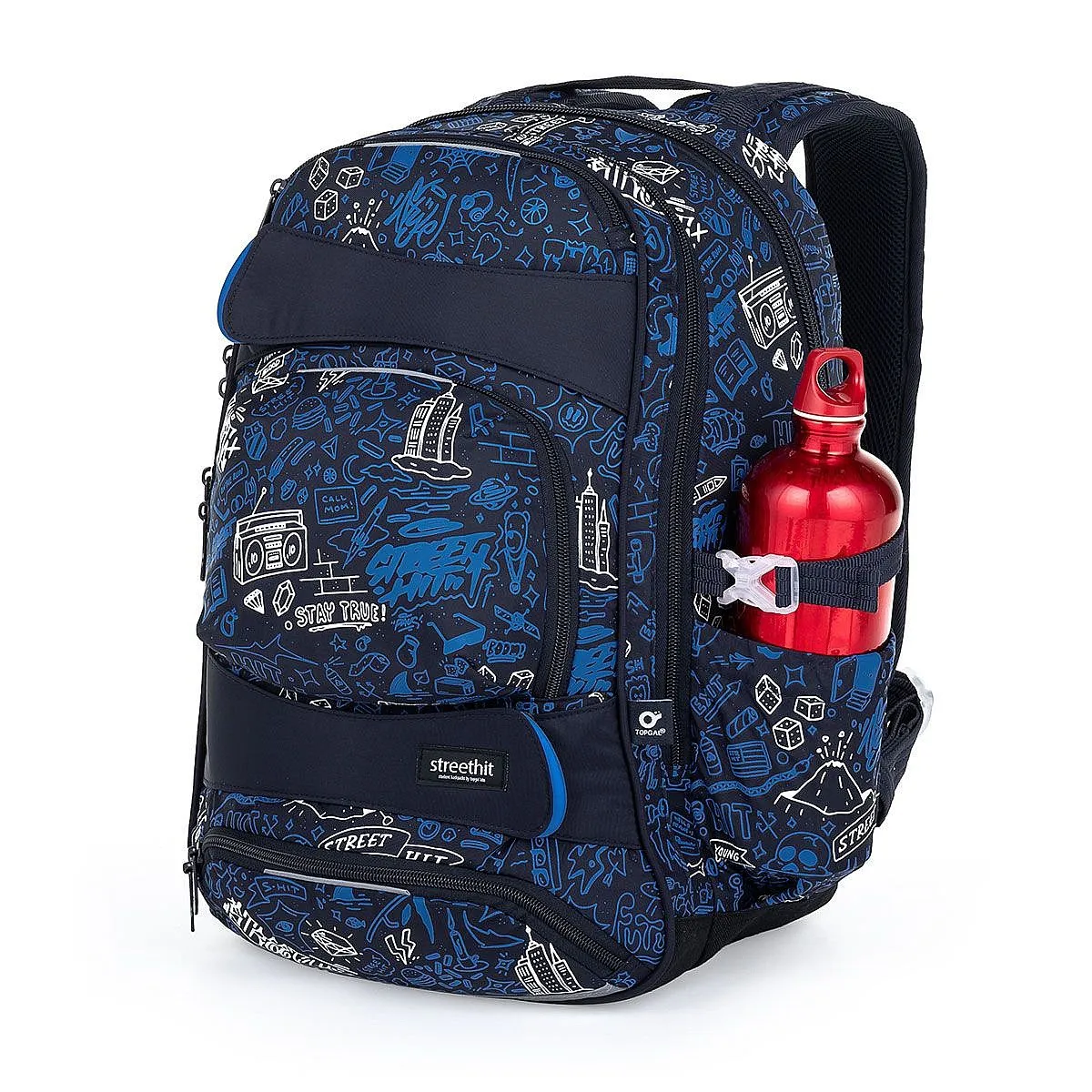 mochila Topgal YUMI 23028 - Black/Blue/Doodle Art