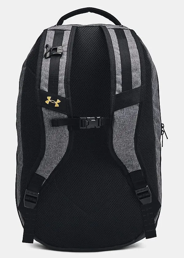 mochila Under Armour Hustle 6.0 Pro - Black Full Heather/Black/Metallic Gold