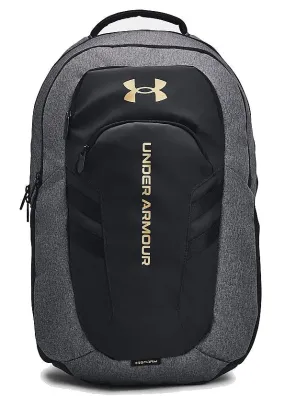 mochila Under Armour Hustle 6.0 Pro - Black Full Heather/Black/Metallic Gold