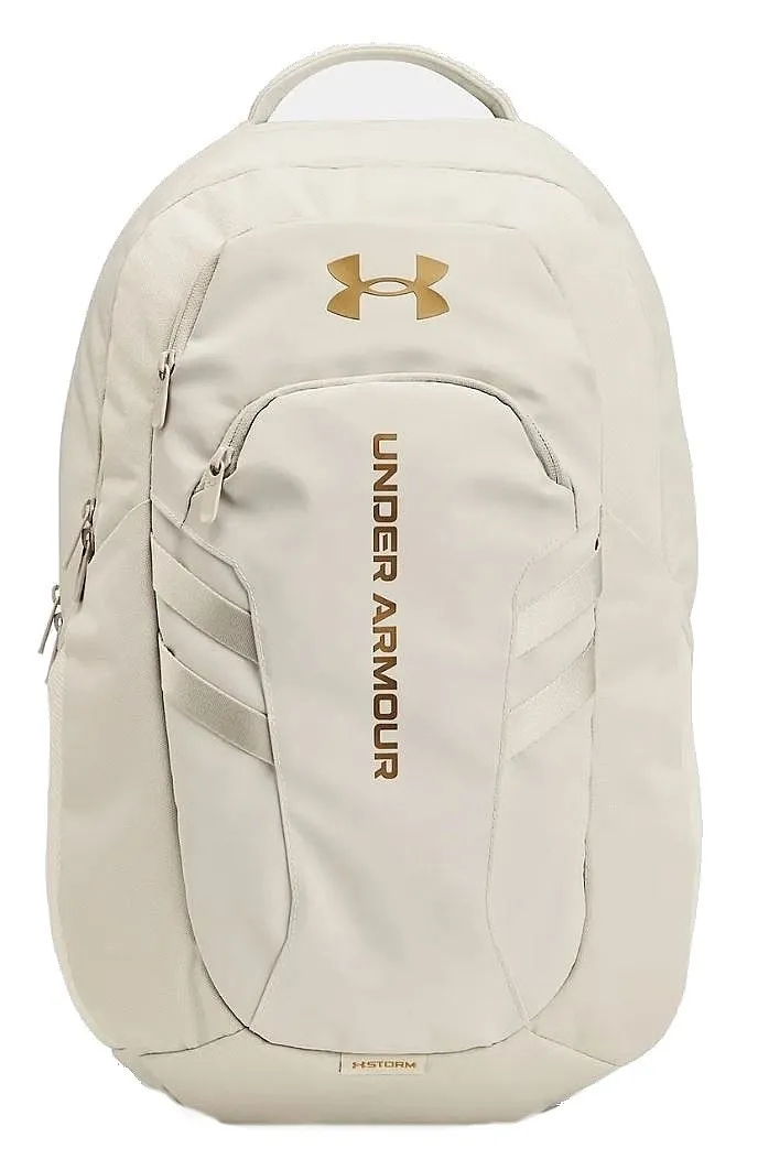 mochila Under Armour Hustle 6.0 Pro - Summit White/Metallic Gold